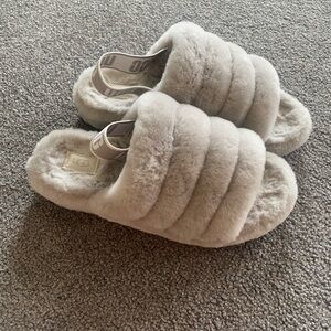UGG Gray Fluff Yeah Slide Slippers with Strap Size 9. Barely worn!